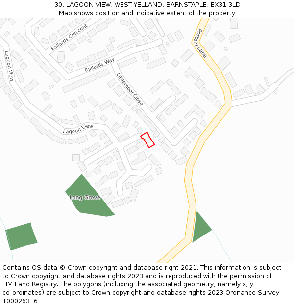 30, LAGOON VIEW, WEST YELLAND, BARNSTAPLE, EX31 3LD: Location map and indicative extent of plot