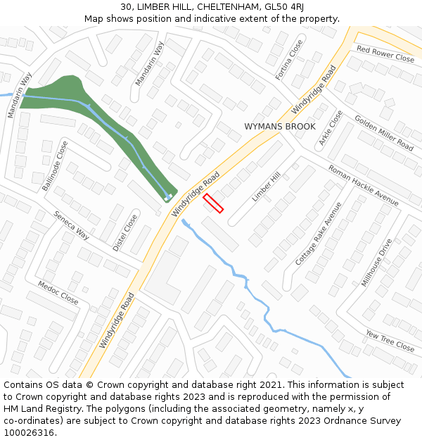 30, LIMBER HILL, CHELTENHAM, GL50 4RJ: Location map and indicative extent of plot