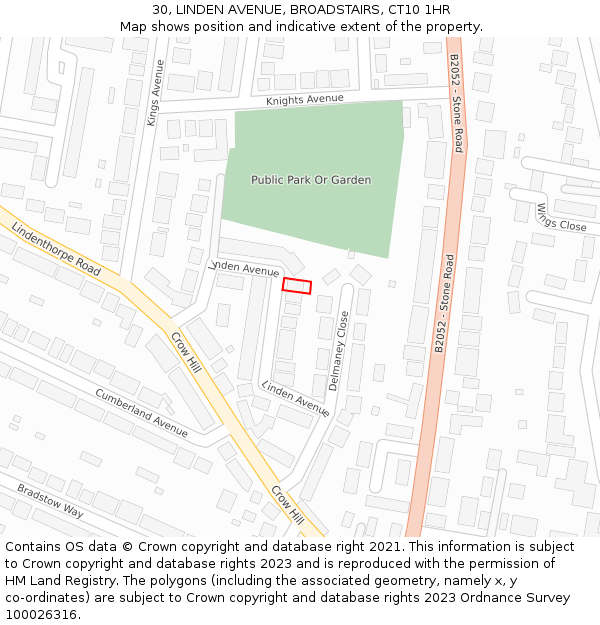 30, LINDEN AVENUE, BROADSTAIRS, CT10 1HR: Location map and indicative extent of plot