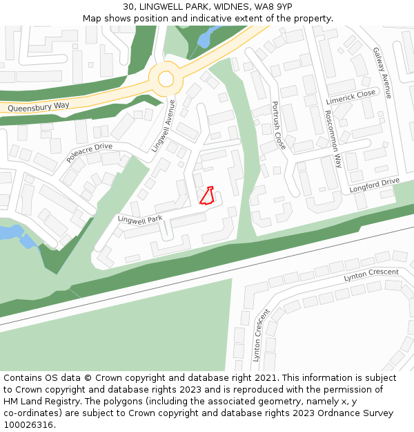 30, LINGWELL PARK, WIDNES, WA8 9YP: Location map and indicative extent of plot