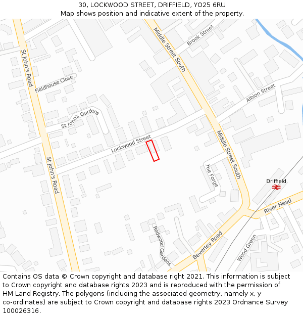 30, LOCKWOOD STREET, DRIFFIELD, YO25 6RU: Location map and indicative extent of plot