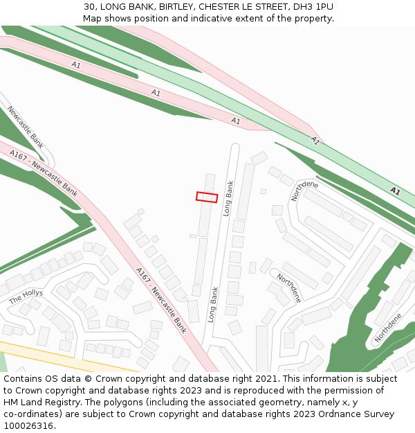 30, LONG BANK, BIRTLEY, CHESTER LE STREET, DH3 1PU: Location map and indicative extent of plot