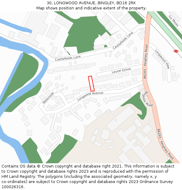 30, LONGWOOD AVENUE, BINGLEY, BD16 2RX: Location map and indicative extent of plot