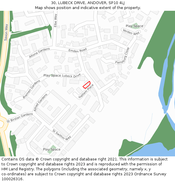 30, LUBECK DRIVE, ANDOVER, SP10 4LJ: Location map and indicative extent of plot