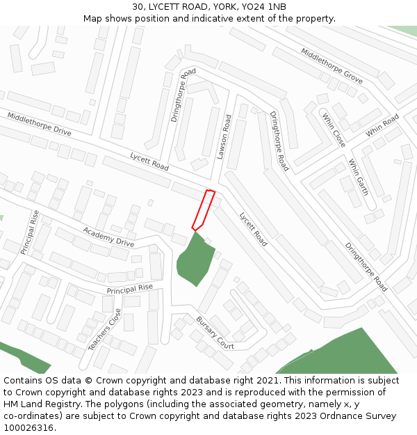 30, LYCETT ROAD, YORK, YO24 1NB: Location map and indicative extent of plot