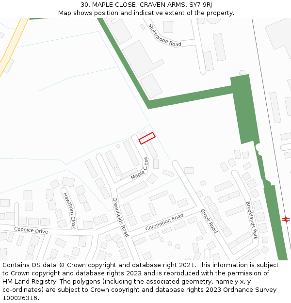 30, MAPLE CLOSE, CRAVEN ARMS, SY7 9RJ: Location map and indicative extent of plot