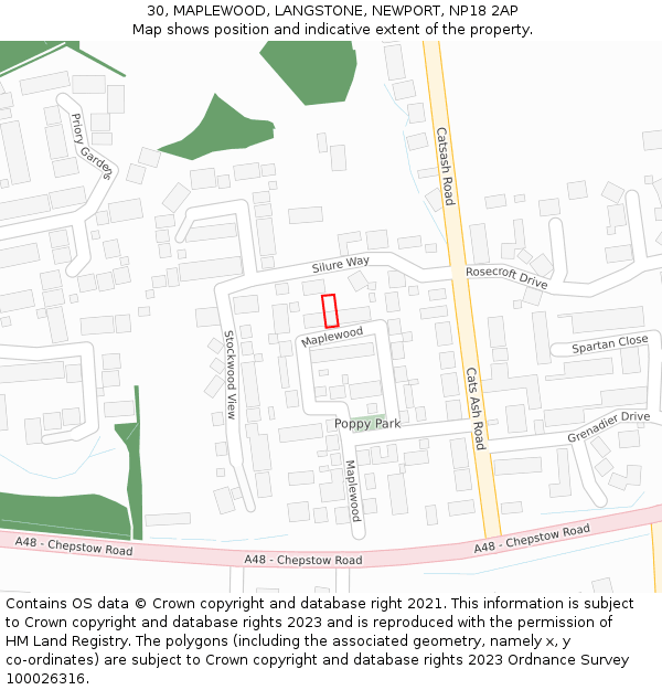 30, MAPLEWOOD, LANGSTONE, NEWPORT, NP18 2AP: Location map and indicative extent of plot