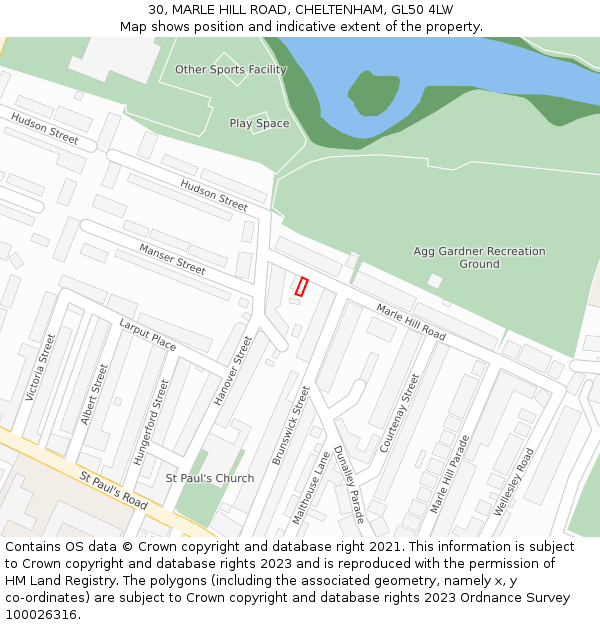 30, MARLE HILL ROAD, CHELTENHAM, GL50 4LW: Location map and indicative extent of plot