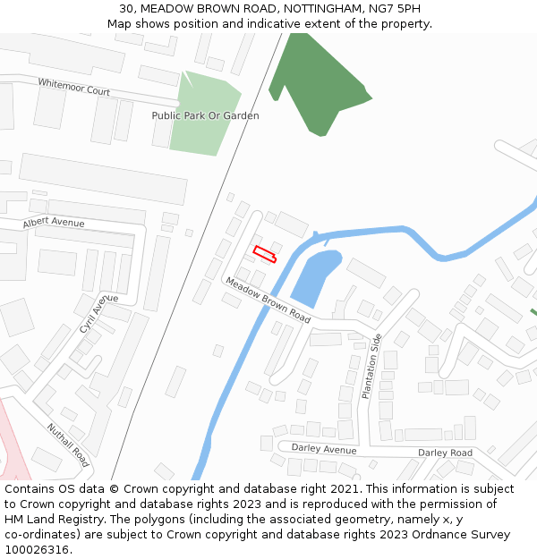 30, MEADOW BROWN ROAD, NOTTINGHAM, NG7 5PH: Location map and indicative extent of plot