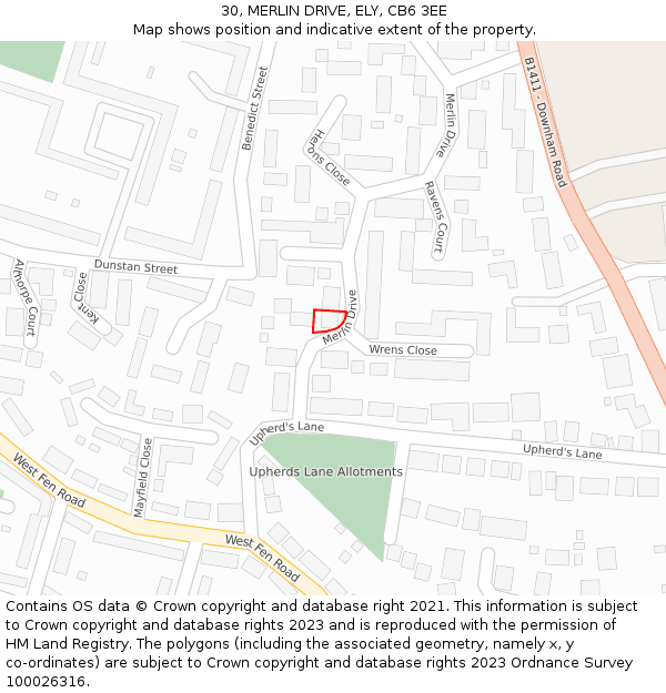 30, MERLIN DRIVE, ELY, CB6 3EE: Location map and indicative extent of plot