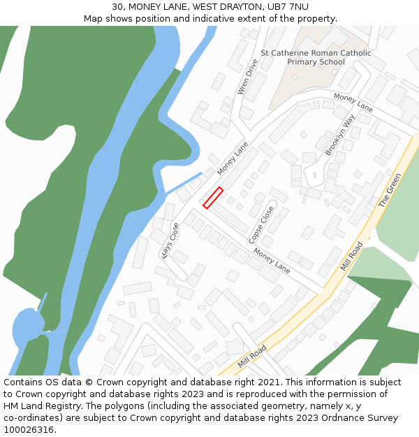 30, MONEY LANE, WEST DRAYTON, UB7 7NU: Location map and indicative extent of plot