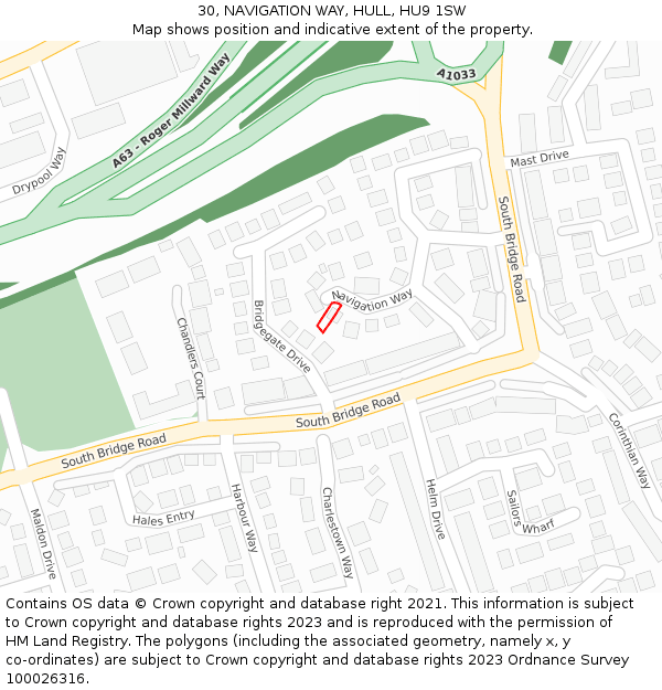 30, NAVIGATION WAY, HULL, HU9 1SW: Location map and indicative extent of plot