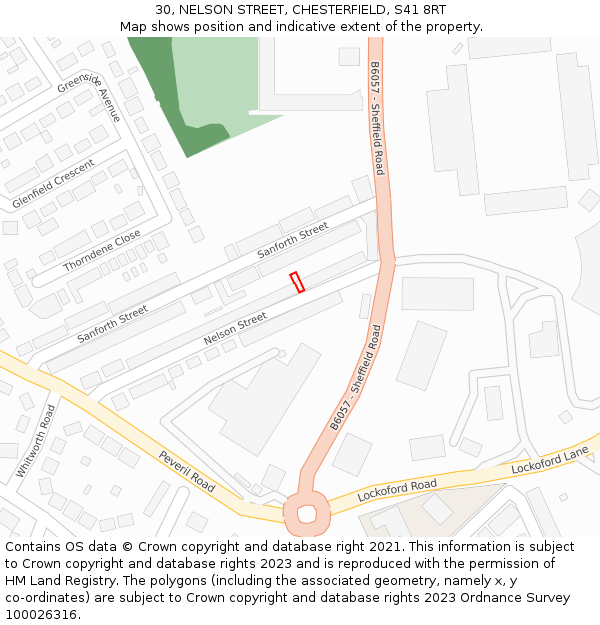 30, NELSON STREET, CHESTERFIELD, S41 8RT: Location map and indicative extent of plot