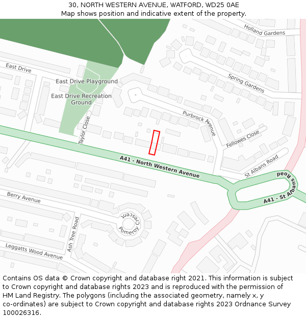 30, NORTH WESTERN AVENUE, WATFORD, WD25 0AE: Location map and indicative extent of plot