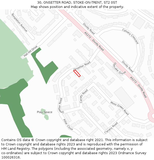 30, ONSETTER ROAD, STOKE-ON-TRENT, ST2 0ST: Location map and indicative extent of plot