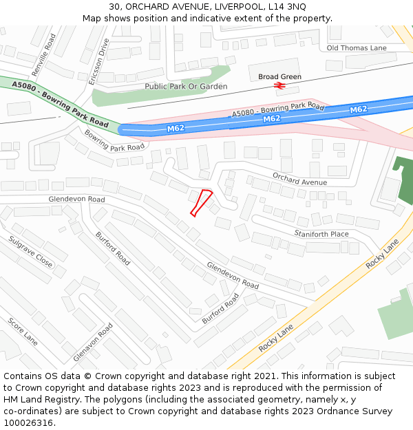 30, ORCHARD AVENUE, LIVERPOOL, L14 3NQ: Location map and indicative extent of plot