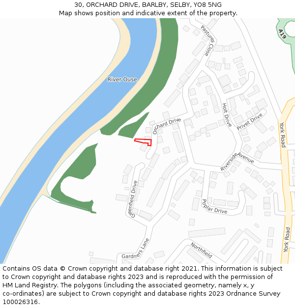 30, ORCHARD DRIVE, BARLBY, SELBY, YO8 5NG: Location map and indicative extent of plot