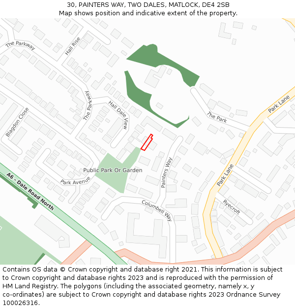 30, PAINTERS WAY, TWO DALES, MATLOCK, DE4 2SB: Location map and indicative extent of plot
