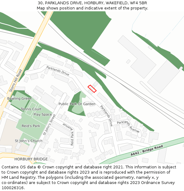 30, PARKLANDS DRIVE, HORBURY, WAKEFIELD, WF4 5BR: Location map and indicative extent of plot