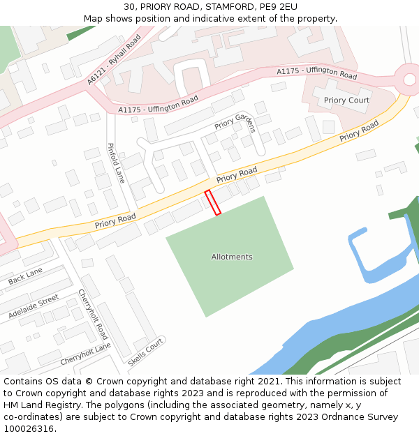 30, PRIORY ROAD, STAMFORD, PE9 2EU: Location map and indicative extent of plot