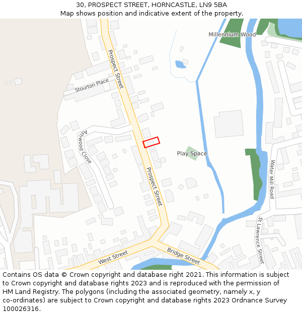 30, PROSPECT STREET, HORNCASTLE, LN9 5BA: Location map and indicative extent of plot