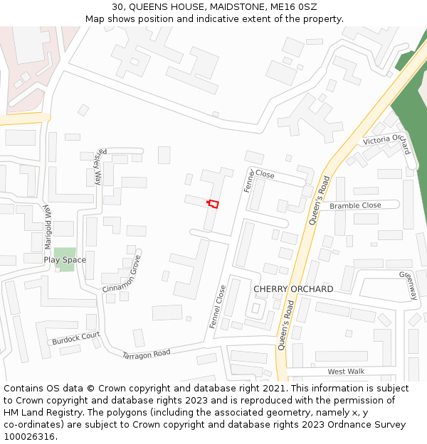 30, QUEENS HOUSE, MAIDSTONE, ME16 0SZ: Location map and indicative extent of plot