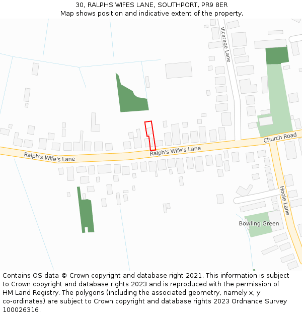 30, RALPHS WIFES LANE, SOUTHPORT, PR9 8ER: Location map and indicative extent of plot