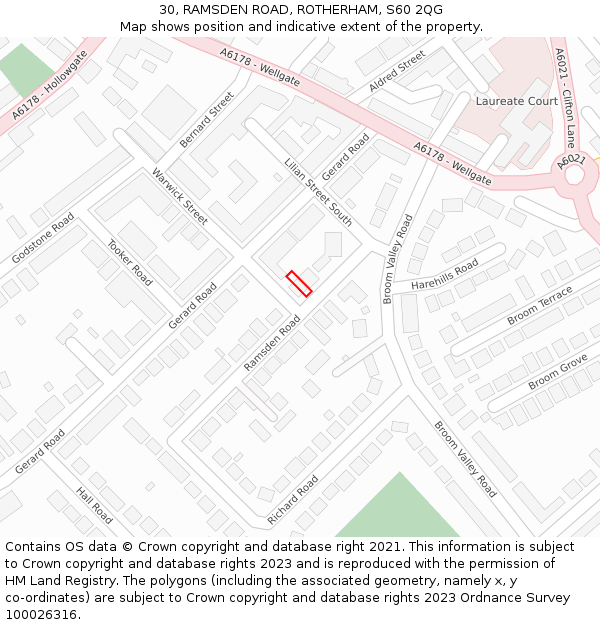 30, RAMSDEN ROAD, ROTHERHAM, S60 2QG: Location map and indicative extent of plot