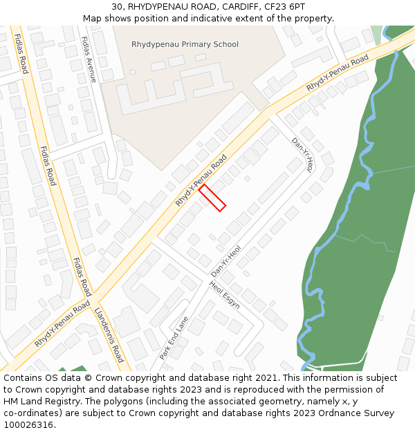 30, RHYDYPENAU ROAD, CARDIFF, CF23 6PT: Location map and indicative extent of plot