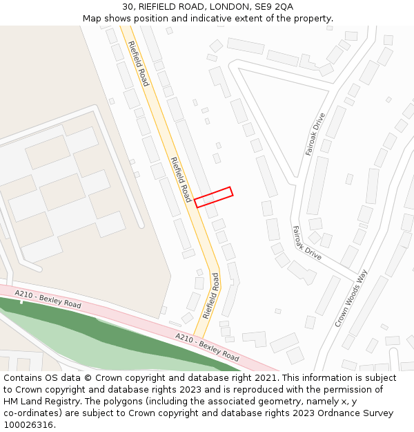 30, RIEFIELD ROAD, LONDON, SE9 2QA: Location map and indicative extent of plot