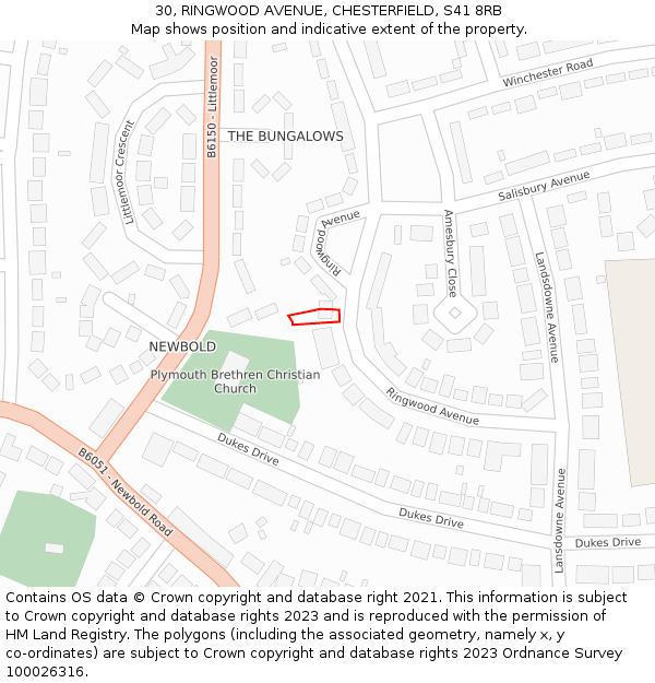 30, RINGWOOD AVENUE, CHESTERFIELD, S41 8RB: Location map and indicative extent of plot