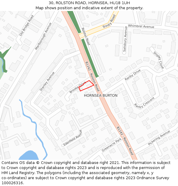 30, ROLSTON ROAD, HORNSEA, HU18 1UH: Location map and indicative extent of plot