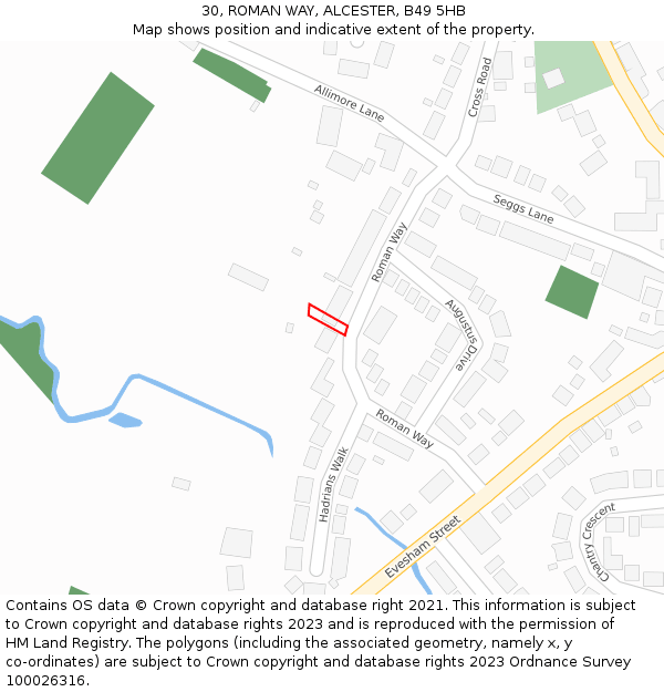 30, ROMAN WAY, ALCESTER, B49 5HB: Location map and indicative extent of plot