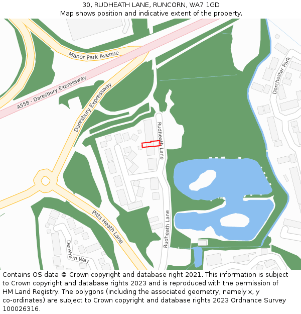 30, RUDHEATH LANE, RUNCORN, WA7 1GD: Location map and indicative extent of plot