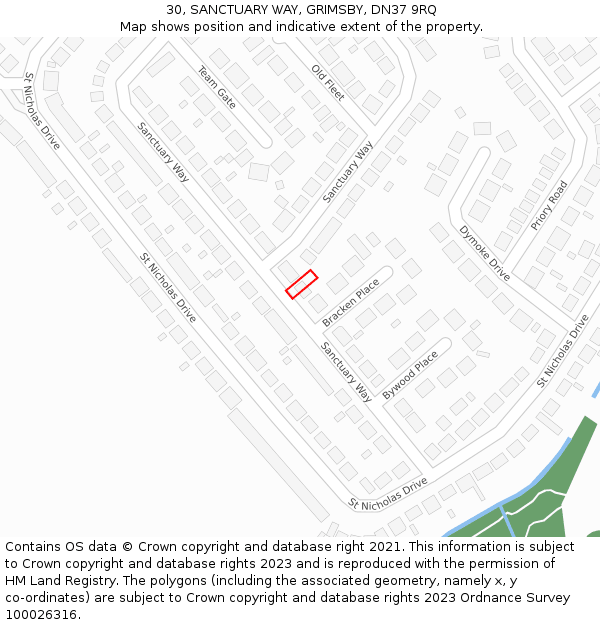 30, SANCTUARY WAY, GRIMSBY, DN37 9RQ: Location map and indicative extent of plot