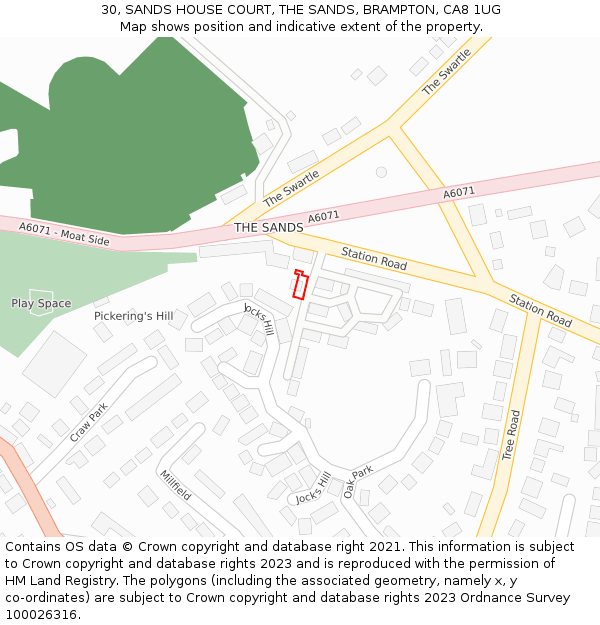 30, SANDS HOUSE COURT, THE SANDS, BRAMPTON, CA8 1UG: Location map and indicative extent of plot