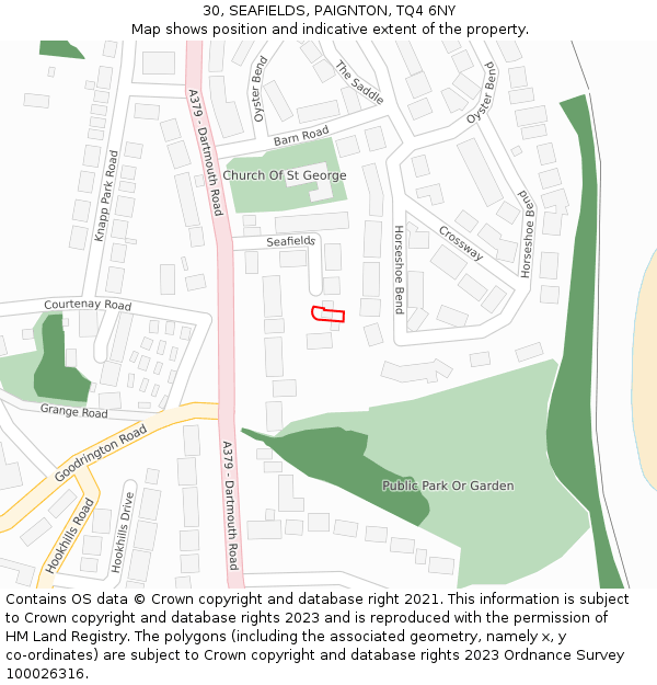 30, SEAFIELDS, PAIGNTON, TQ4 6NY: Location map and indicative extent of plot