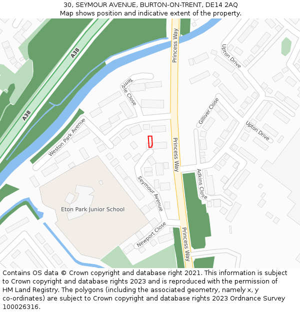 30, SEYMOUR AVENUE, BURTON-ON-TRENT, DE14 2AQ: Location map and indicative extent of plot