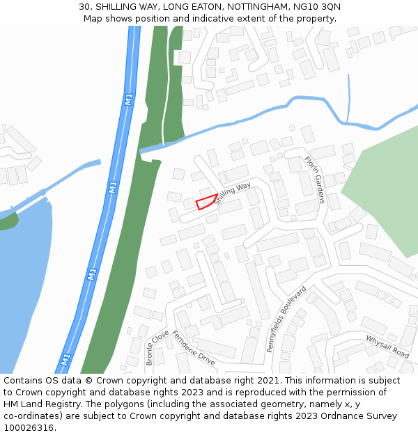 30, SHILLING WAY, LONG EATON, NOTTINGHAM, NG10 3QN: Location map and indicative extent of plot