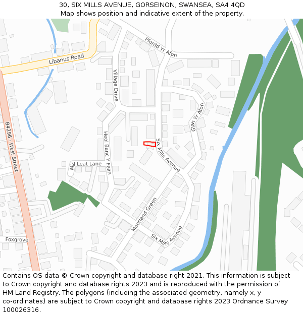 30, SIX MILLS AVENUE, GORSEINON, SWANSEA, SA4 4QD: Location map and indicative extent of plot