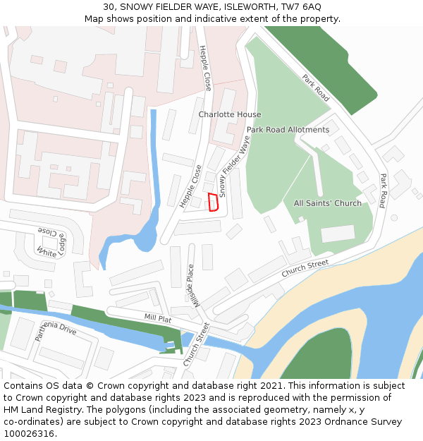 30, SNOWY FIELDER WAYE, ISLEWORTH, TW7 6AQ: Location map and indicative extent of plot