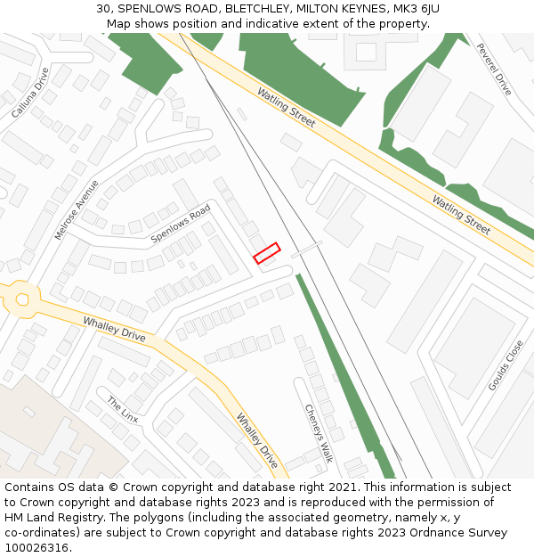 30, SPENLOWS ROAD, BLETCHLEY, MILTON KEYNES, MK3 6JU: Location map and indicative extent of plot