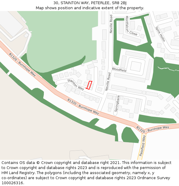 30, STAINTON WAY, PETERLEE, SR8 2BJ: Location map and indicative extent of plot