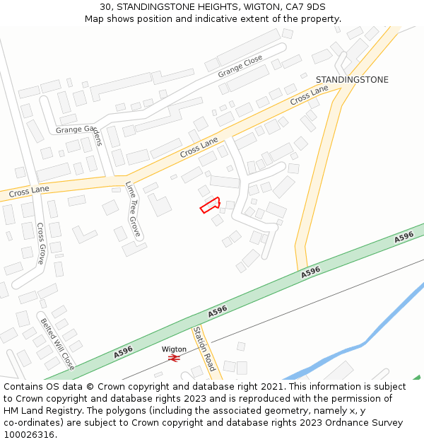 30, STANDINGSTONE HEIGHTS, WIGTON, CA7 9DS: Location map and indicative extent of plot