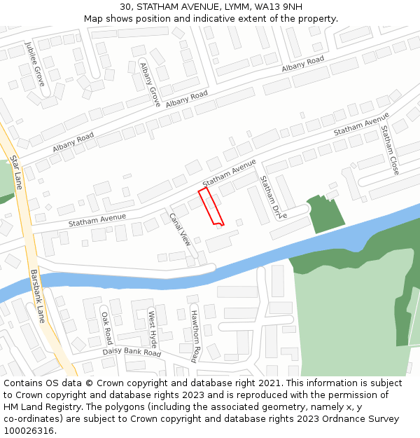 30, STATHAM AVENUE, LYMM, WA13 9NH: Location map and indicative extent of plot