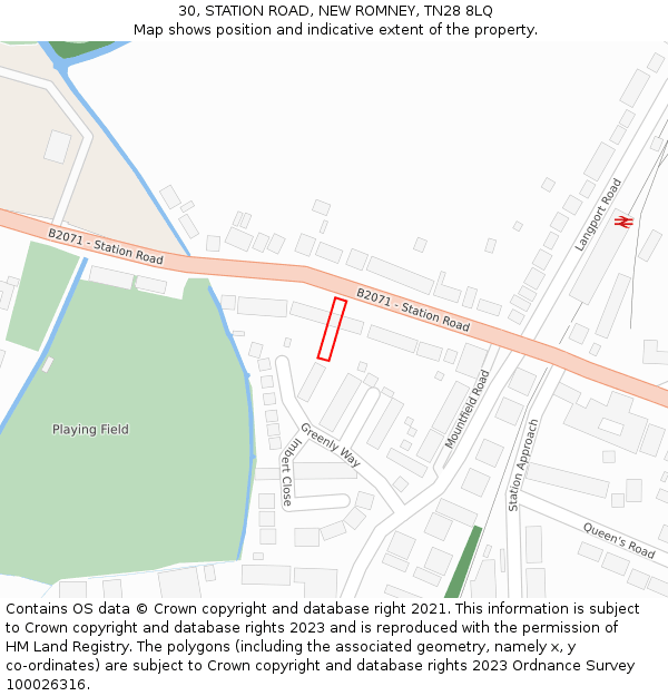 30, STATION ROAD, NEW ROMNEY, TN28 8LQ: Location map and indicative extent of plot