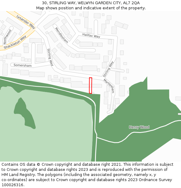 30, STIRLING WAY, WELWYN GARDEN CITY, AL7 2QA: Location map and indicative extent of plot