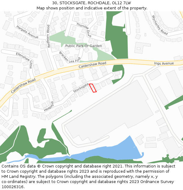 30, STOCKSGATE, ROCHDALE, OL12 7LW: Location map and indicative extent of plot