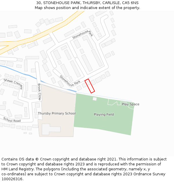 30, STONEHOUSE PARK, THURSBY, CARLISLE, CA5 6NS: Location map and indicative extent of plot