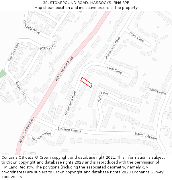 30, STONEPOUND ROAD, HASSOCKS, BN6 8PR: Location map and indicative extent of plot